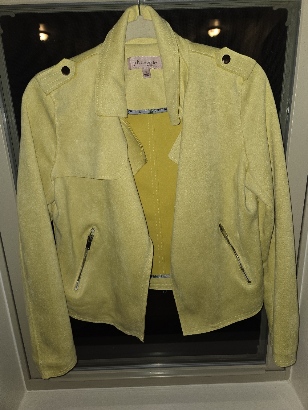 Philosophy Lemon Yellow Suede Moto Jacket Blazer 🍋